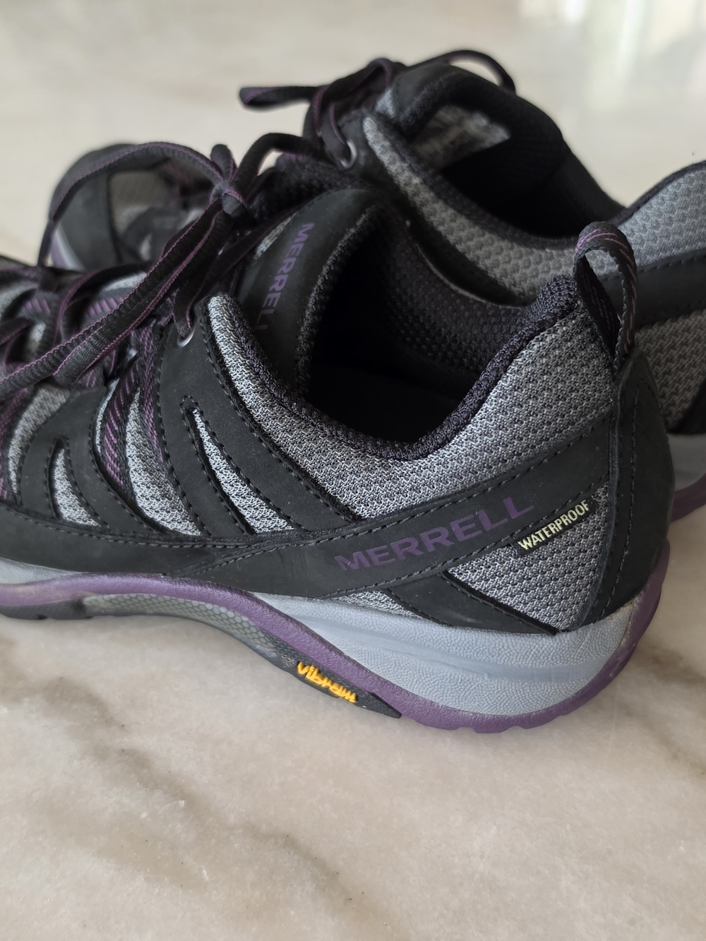 Merrell Women's Grey and Purple Waterproof Trail Sneakers
